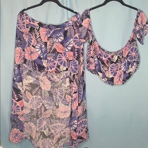 two piece floral high low dress